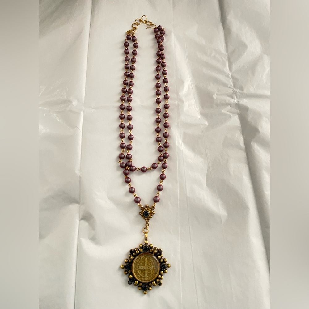 Virgins Saints & Angels Magdalena Necklace Purple Iridescent Beads Multi Length - Picture 8 of 8